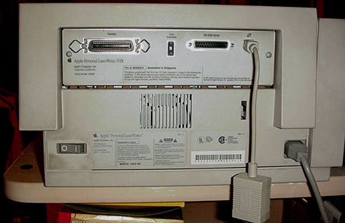 Backside of an Apple Personal LaserWriter NTR