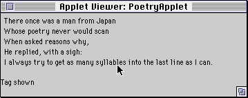 There once was a man from Japan Whose poetry never would scan When asked reasons why, He replied, with a sigh: I always try to get as many syllables into the last line as I can.